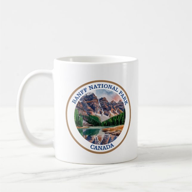 Taza De Café Pintura de acuarela del Parque Nacional Banff (Izquierda)
