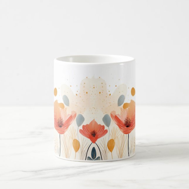 Taza De Café Pintura de adormidera roja (Centro)