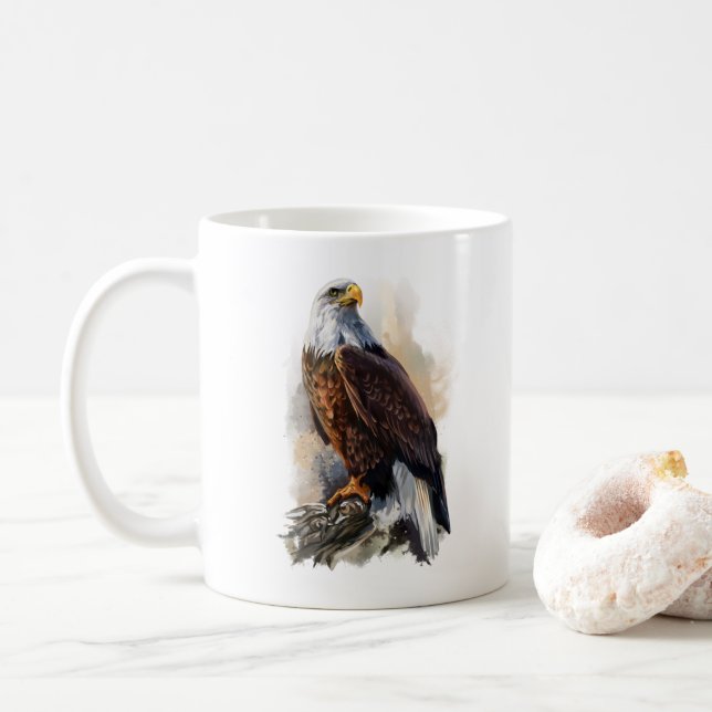 Taza De Café Pintura de águila calva (Con donut)
