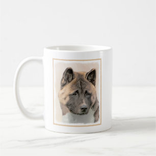 Taza De Café Pintura de Akita - Arte de Perro Original.