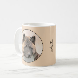 Taza De Café Pintura de Akita - Arte de Perro Original.