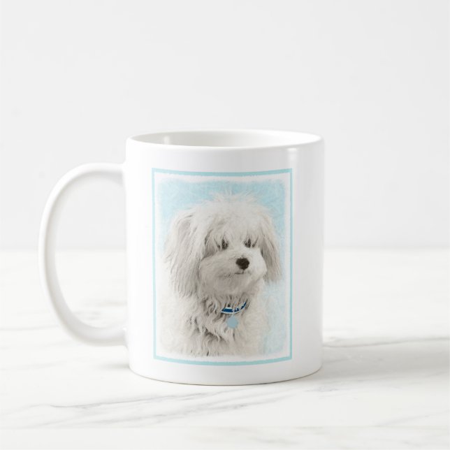 Taza De Café Pintura de algodón de tulear - Arte de perro origi (Izquierda)