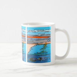 Taza De Café Pintura de amanecer en el océano de 8 bits de Alfr