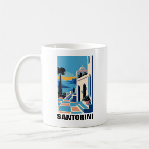 Taza De Café Pintura de arquitectura griega de Santorini