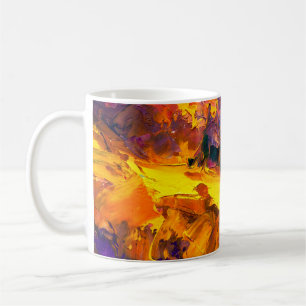Taza De Café Pintura de arte con cuchillos de paleta, lienzos,