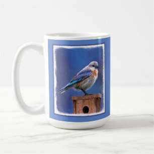 Taza De Café Pintura de ave azul (hembra) - Arte original de av