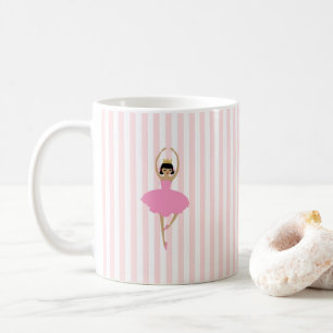 Taza De Café Pintura de bailarina con franja rosa