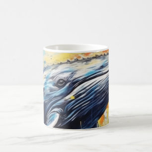 Taza De Café Pintura de ballenas de arte moderno