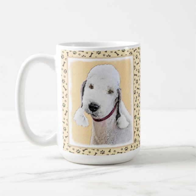 Taza De Café Pintura de Bedlington Terrier - Original Perro Art (Izquierda)