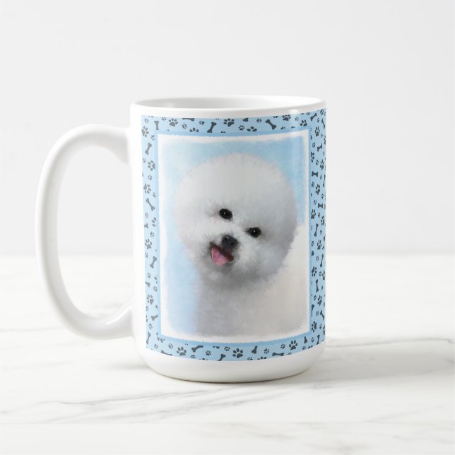 Taza De Café Pintura de Bichon Frise - Arte de Perro Original. (Izquierda)