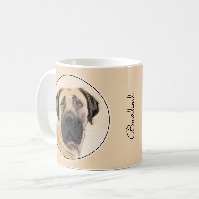 Taza De Café Pintura de Boerboel - Arte Perro Original Cuto (Anverso izquierdo)