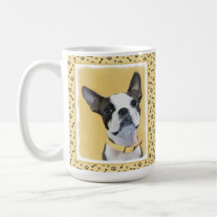Taza De Café Pintura de Boston Terrier - Arte Perro Original.