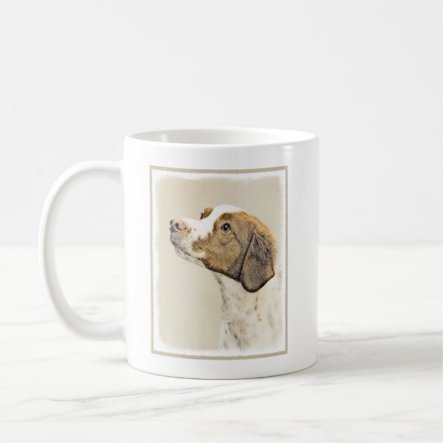 Taza De Café Pintura de Bretaña - Arte de perros original y bon (Izquierda)