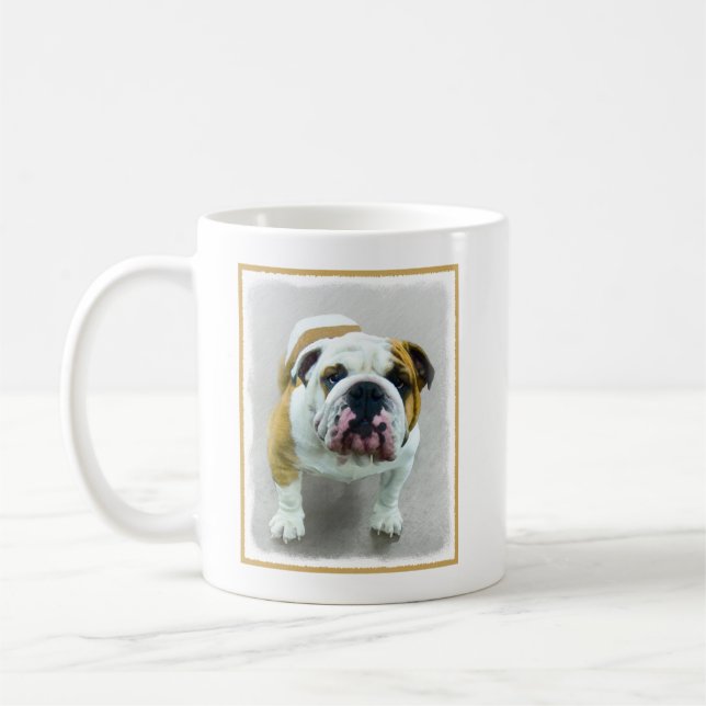 Taza De Café Pintura de bulldog - Arte de perros original y lin (Izquierda)