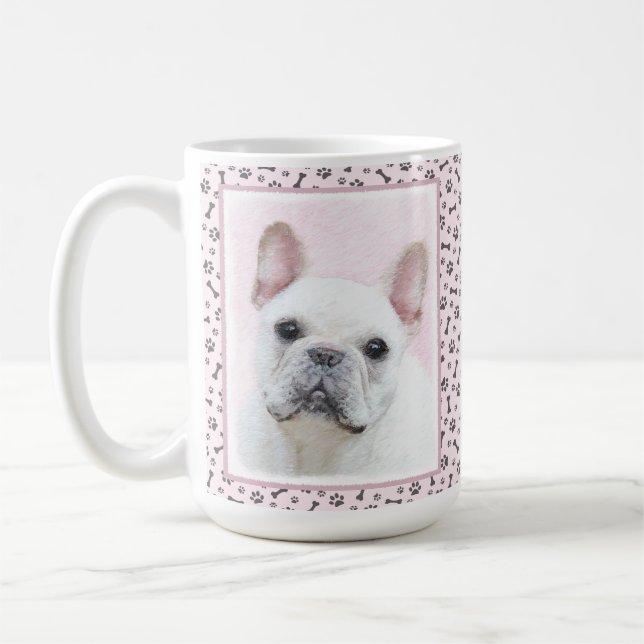 Taza De Café Pintura de Bulldog francés (crema/blanco) - Arte d (Izquierda)