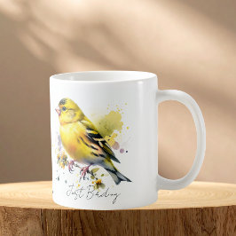 Taza De Café Pintura de Caballero Amarillo en Acuarela