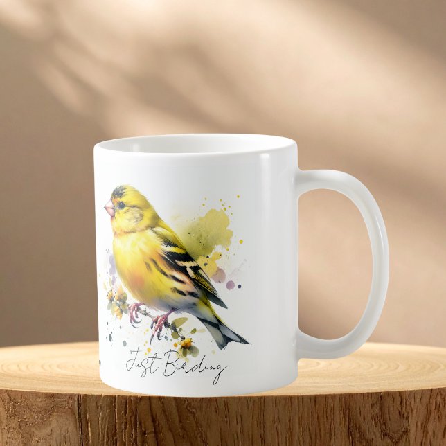 Taza De Café Pintura de Caballero Amarillo en Acuarela ( Elegant yellow bird)