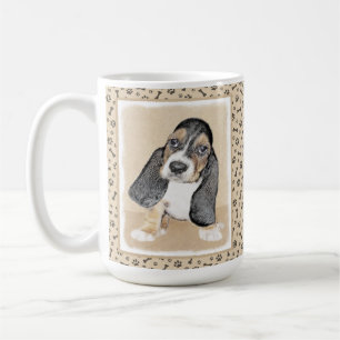 Taza De Café Pintura de cachorro de abeja de Basset - Arte Perr