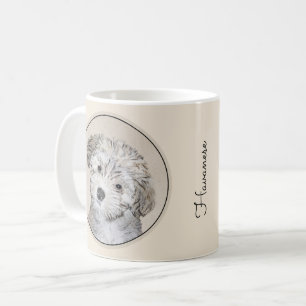Taza De Café Pintura de cachorro habanesa - Arte de perro origi