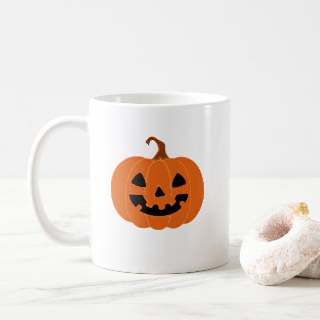 Taza De Café Pintura de calabaza Jack O Lantern Café de otoño (Con donut)