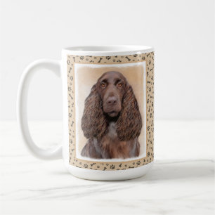 Taza De Café Pintura de campo español - Arte de perro original