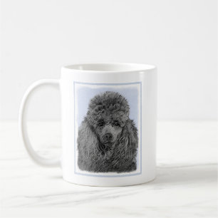 Taza De Café Pintura de Caniche Miniatura Negro Arte Original