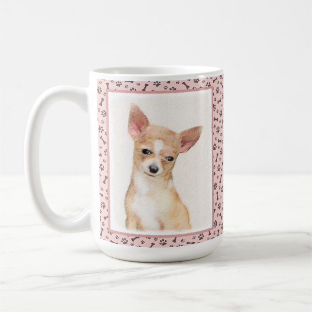 Taza De Café Pintura de Chihuahua - Arte Perro Original. (Izquierda)