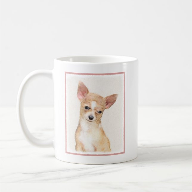 Taza De Café Pintura de Chihuahua - Arte Perro Original. (Izquierda)