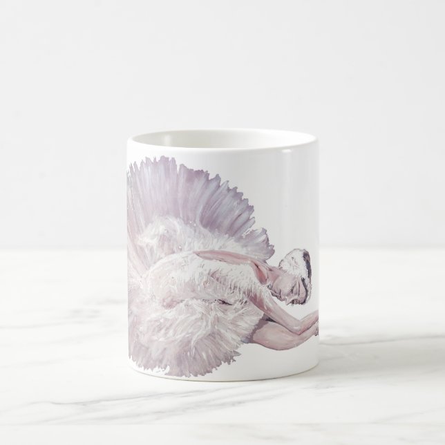 Taza De Café Pintura de cisne bailarín de ballet (Centro)