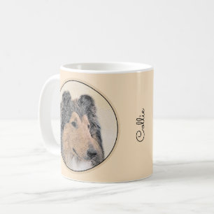 Taza De Café Pintura de Collie (Áspero) - Arte de Perro Origina