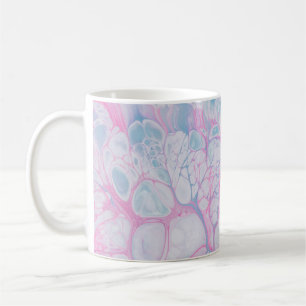 TAZA DE CAFÉ PINTURA DE COLOR ROSA Y VERDE AZULADA ABSTRACTA