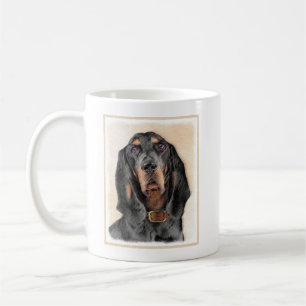 Taza De Café Pintura de Coonhound Negro y Fuego - Arte Original