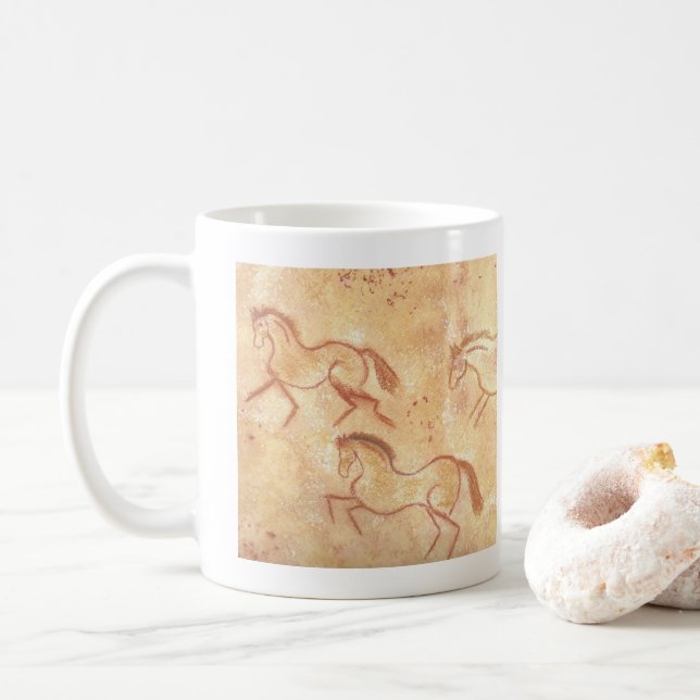 Taza De Café Pintura de dibujos en cuevas de caballos (Con donut)