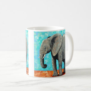 Taza De Café Pintura de elefante bebé grande