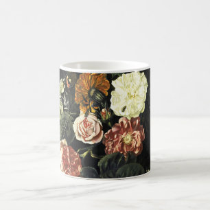 Taza De Café Pintura de época con vida con flores