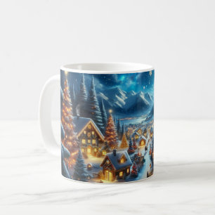 Taza De Café Pintura de escenas nevadas en la aldea de los navi