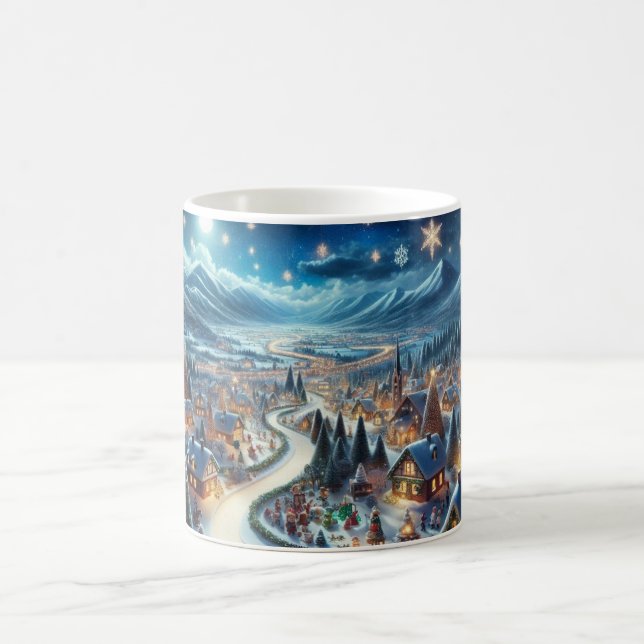 Taza De Café Pintura de escenas nevadas en la aldea de los navi (Centro)