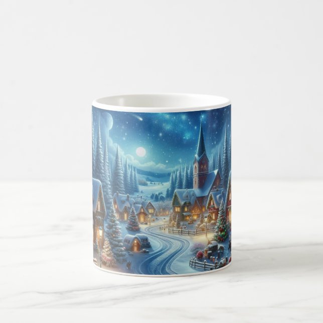 Taza De Café Pintura de escenas nevadas en la aldea de los navi (Centro)