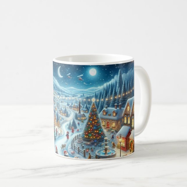 Taza De Café Pintura de escenas nevadas en la aldea de los navi (Anverso derecho)