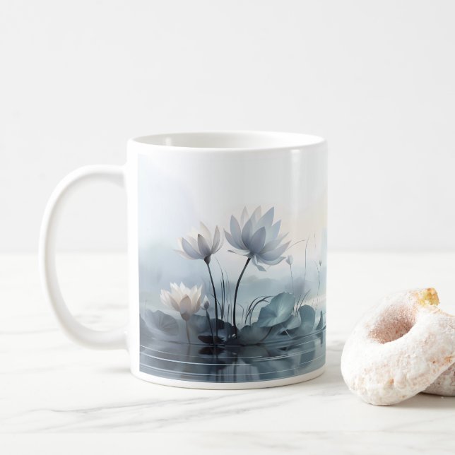 Taza De Café Pintura De Flor De Lotus (Con donut)