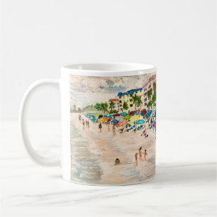 Taza De Café Pintura de Fort Myer's Beach, de Willlowcatdesign