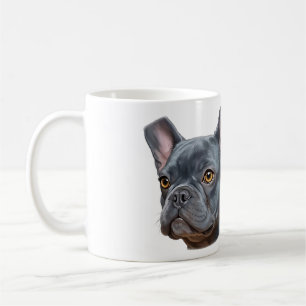 Taza De Café Pintura de Frenchie Azul Francesa en Estilo Pintor