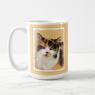 Taza De Café Pintura de gato calico - Arte de gato original lin