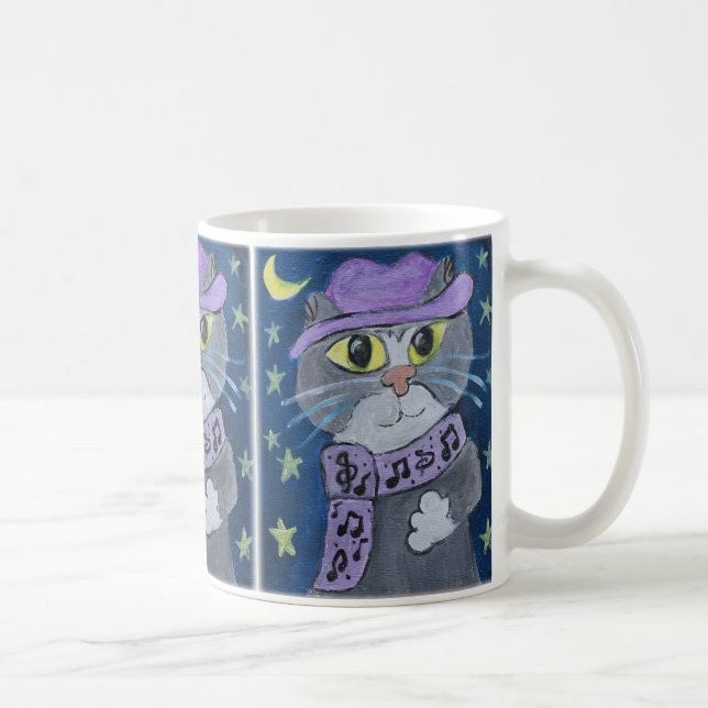 Taza De Café Pintura de gato de Jazzy (Derecha)