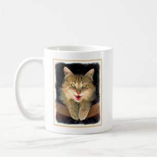 Taza De Café Pintura de gato loco - Arte de gato original lindo