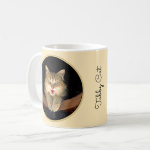 Taza De Café Pintura de gato loco - Arte de gato original lindo