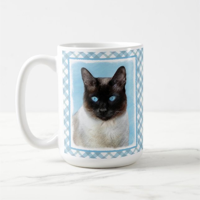 Taza De Café Pintura de gato siamesa de arte animal original (Izquierda)
