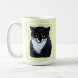 Taza De Café Pintura de gatos de Tuxedo - Arte de gatos origina