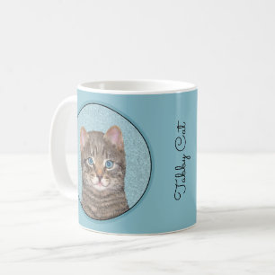 Taza De Café Pintura de gatos en la mesa gris - Arte de gatos o