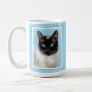 Taza De Café Pintura de gatos siamesa - Arte de gatos original 
